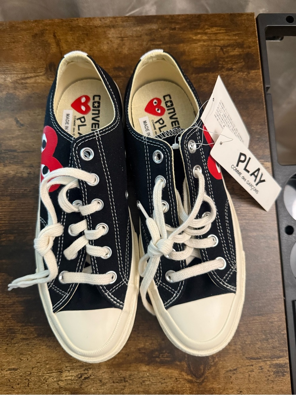 Converse Comme des Garcons PLAY Black Low-Top Sneakers women size 9, man size 7